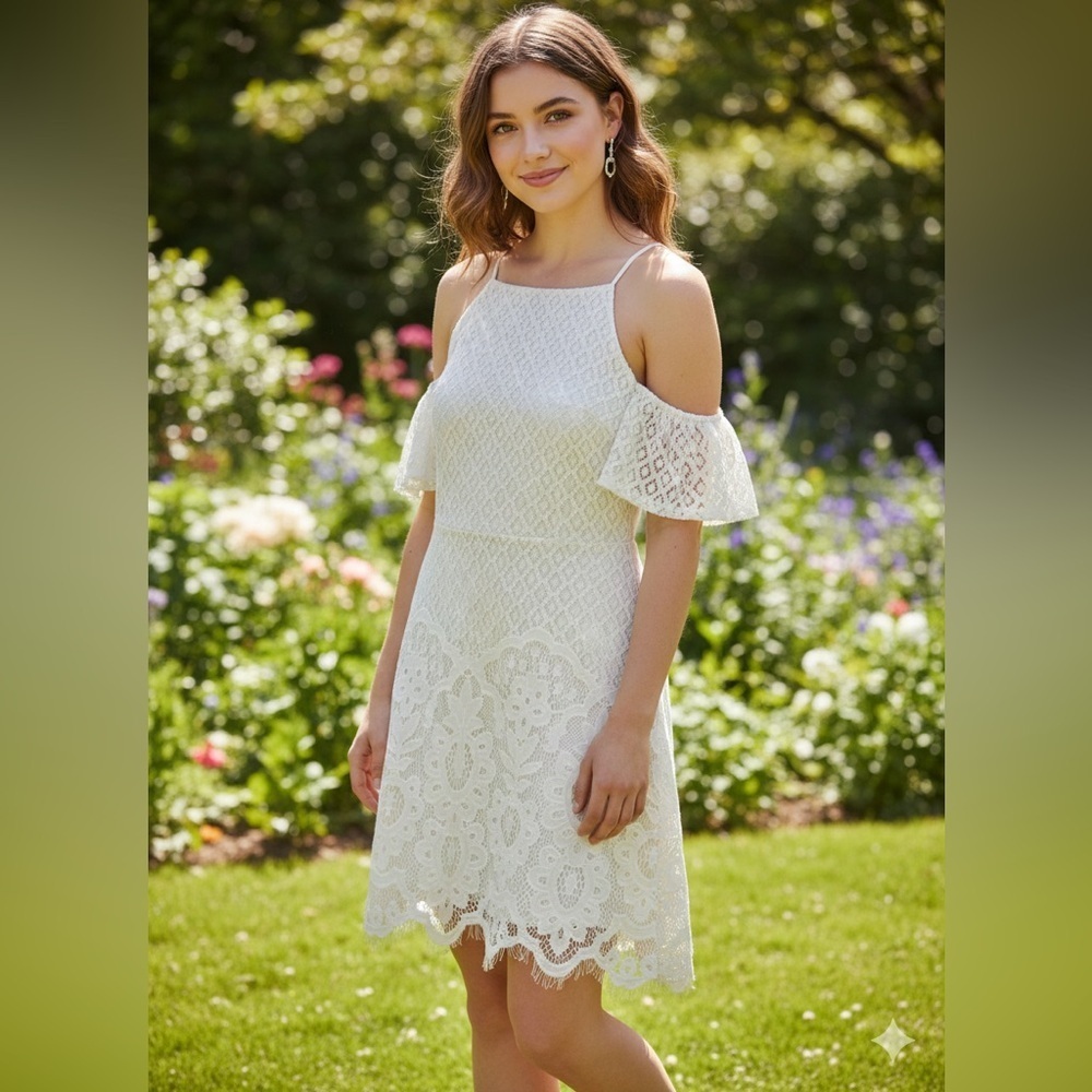 Speechless White Lace Cold Shoulder Dress XXL Boho Bridal Shower